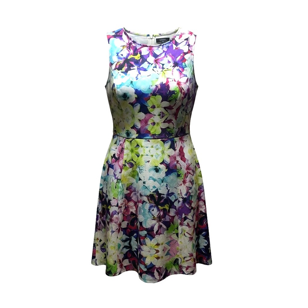 Worthington Women's Sleeveless Fit & Flare Dress Colorful Floral Print Size XL